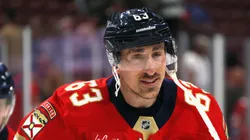 Brad Marchand #63 of the Florida Panthers warms up prior to a game against the Montreal Canadiens at Amerant Bank Arena on March 30, 2025 in Sunrise, Florida.