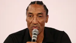 Scottie Pippen speaks to media during the 2024 NBL Finals Launch at John Cain Arena on February 20, 2024 in Melbourne, Australia.