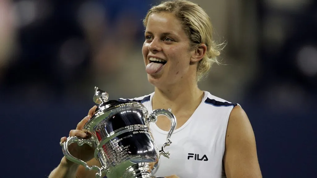Clijsters celebrates the 2005 US Open title (Al Bello/Getty Images)