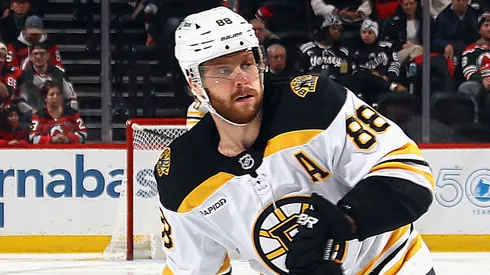 v88skates against the New Jersey Devils at Prudential Center on January 22, 2025 in Newark, New Jersey.