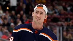 Brock Nelson #29 of the New York Islanders competes in the Honda NHL Accuracy Shooting during the 2023 NHL All-Star Skills Competition at FLA Live Arena on February 03, 2023 in Sunrise, Florida.