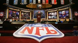 The stage is shown with the NFL Logo at the 2006 NFL Draft on April 29, 2006.