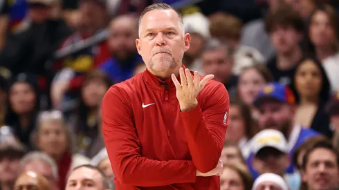 Head Coach Michael Malone of the Denver Nuggets reacts during the fourth quarter in a game against the Phoenix Suns at Ball Arena on March 7, 2025 in Denver, Colorado.