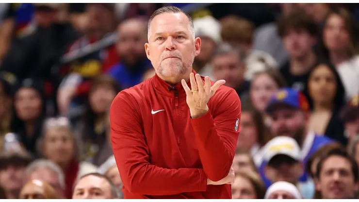 Head Coach Michael Malone of the Denver Nuggets reacts during the fourth quarter in a game against the Phoenix Suns at Ball Arena on March 7, 2025 in Denver, Colorado.