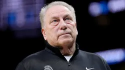 Head coach Tom Izzo of the Michigan State Spartans looks on during the first half against the Ole Miss Rebels in the South Regional Sweet Sixteen round of the NCAA Men's Basketball Tournament at State Farm Arena on March 28, 2025 in Atlanta, Georgia.