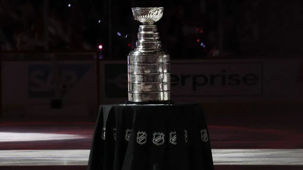 The Stanley Cup sits on the ice prior to Game One of the 2024 Stanley Cup Final between the Florida Panthers and the Edmonton Oilers. (Source: Bruce Bennett/Getty Images)