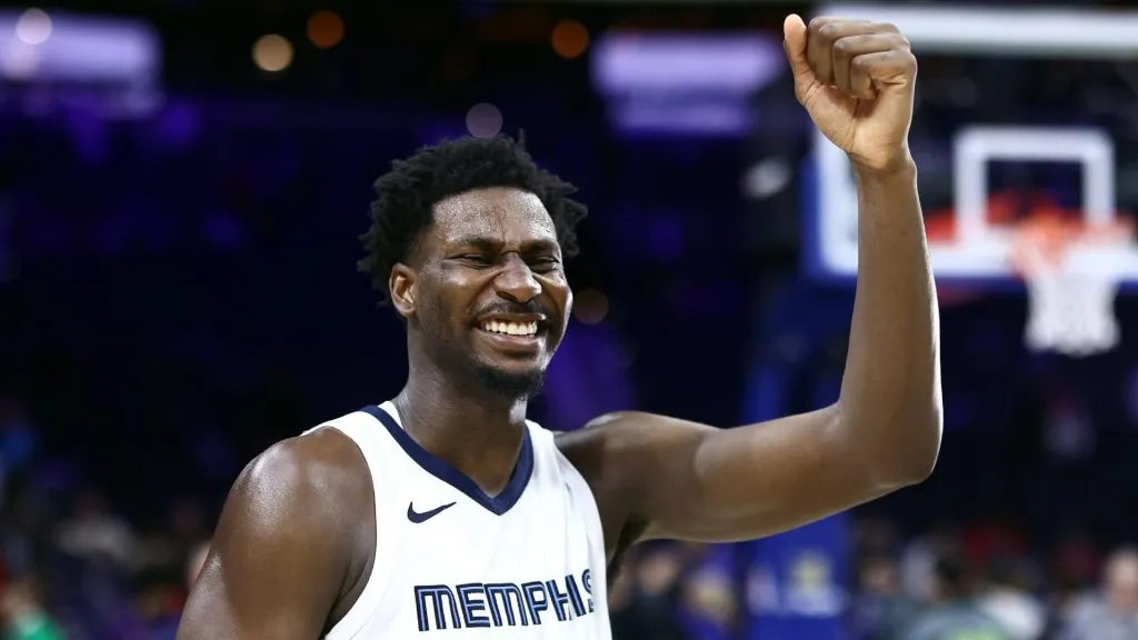 Jaren Jackson Jr. of the Memphis Grizzlies reacts after a game against the Philadelphia 76ers on March 06, 2024.