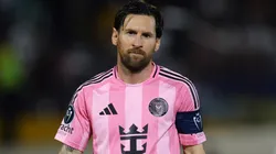 Lionel Messi #10 of Inter Miami CF reacts during the 2025 Concacaf Champions Cup Round of 16 Second Leg match between Cavalier SC and Inter Miami.