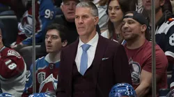 Head coach Jared Bednar of the Colorado Avalanche watches as his team plays the Seattle Kraken in the first period during Game Five of the First Round of the 2023 Stanley Cup Playoffs at Ball Arena on April 26, 2023 in Denver, Colorado.