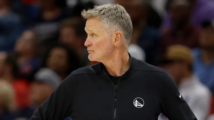 Golden State Warriors head coach Steve Kerr looks on during the second quarter of an NBA game against the New Orleans Pelicans at Smoothie King Center on March 28, 2025 in New Orleans, Louisiana.
