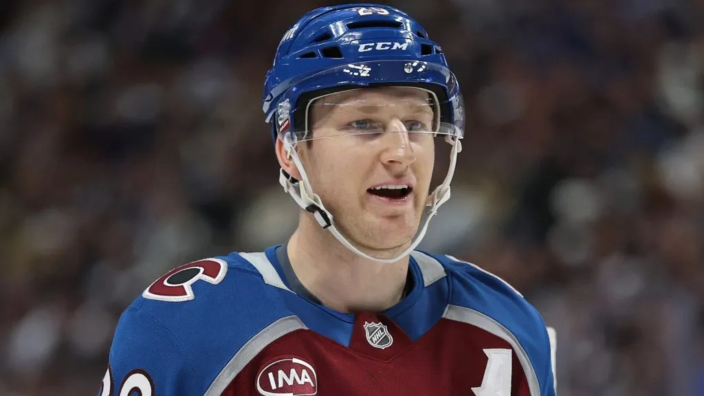 Nathan MacKinnon #29 of the Colorado Avalanche plays the New York Rangers in the third period at Ball Arena on January 14, 2025. (Source: Matthew Stockman/Getty Images)