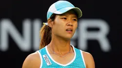 Na Li of China looks dejected during her match against Maria Sharapova of Russia during day five of the Australian Open Grand Slam at Melbourne Park January 21, 2005 in Melbourne, Australia.