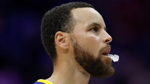 Stephen Curry #3 of the Golden State Warriors stands on the court during the first quarter of an NBA game against the New Orleans Pelicans