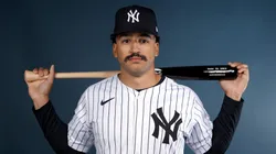 Trent Grisham #12 of the New York Yankees poses for a portrait during the New York Yankees Photo Day at George M. Steinbrenner Field on February 18, 2025 in Tampa, Florida.