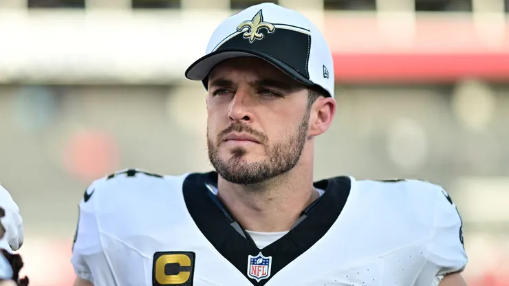 Derek Carr #4 of the New Orleans Saints looks on after the game against the Tampa Bay Buccaneers at Raymond James Stadium on December 31, 2023.