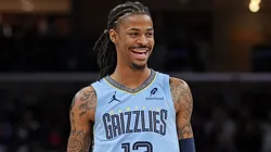 Ja Morant #12 of the Memphis Grizzlies reacts during the first half against the Phoenix Suns at FedExForum on March 10, 2025 in Memphis, Tennessee.