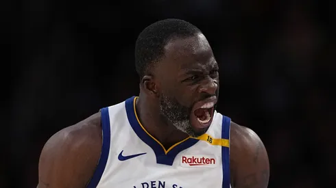 Draymond Green #23 of the Golden State Warriors reacts to a call during the second half of a game