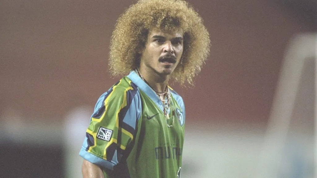 Carlos Valderrama playing with Tampa Bay Mutiny against the Columbus Crew on October 2, 1996.