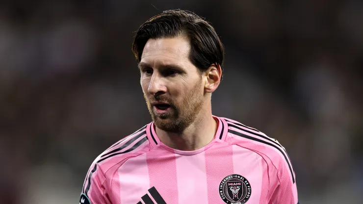 Lionel Messi ooks on during the CONCACAF Champions Cup 2025 Quarter-final first leg match against LAFC.