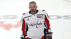 Alex Ovechkin #8 of the Washington Capitals looks on prior to a game against the New York Islanders at UBS Arena on April 06, 2025 in Elmont, New York.