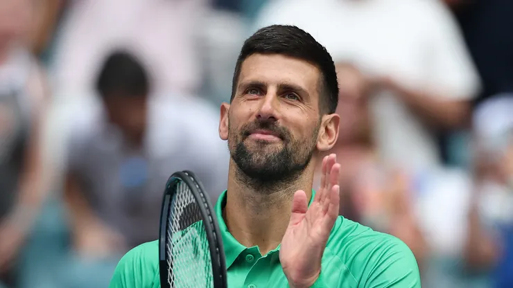 Novak Djokovic celebrates during the 2025 Miami Open