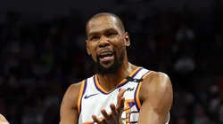 Kevin Durant #35 of the Phoenix Suns reacts against the Minnesota Timberwolves