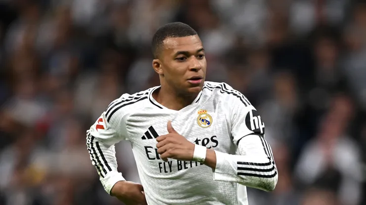 Kylian Mbappe of Real Madrid runs off the ball during the LaLiga match between Real Madrid CF and Valencia CF