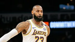 LeBron James #23 of the Los Angeles Lakers brings the ball up court during the third quarter against the Oklahoma City Thunder
