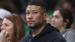 Head football coach Marcus Freeman of the Notre Dame Fighting Irish looks on during the second half in the first round of the NCAA Women's Basketball Tournament between the Notre Dame Fighting Irish and the Stephen F. Austin Ladyjacks at Purcell Pavilion at the Joyce Center on March 21, 2025 in South Bend, Indiana.