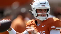 Arch Manning #16 of the Texas Longhorns throws a pass before the game against the Colorado State Rams at Darrell K Royal-Texas Memorial Stadium on August 31, 2024 in Austin, Texas.