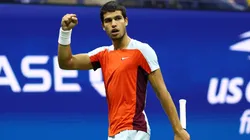 Carlos Alcaraz of Spain celebrates winning the third set tiebreak against Casper Ruud of Norway during their Men’s Singles Final match on Day Fourteen of the 2022 US Open.