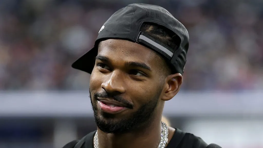 Shedeur Sanders #QB13 of Colorado looks on during the NFL Scouting Combine at Lucas Oil Stadium on March 01, 2025 in Indianapolis, Indiana.