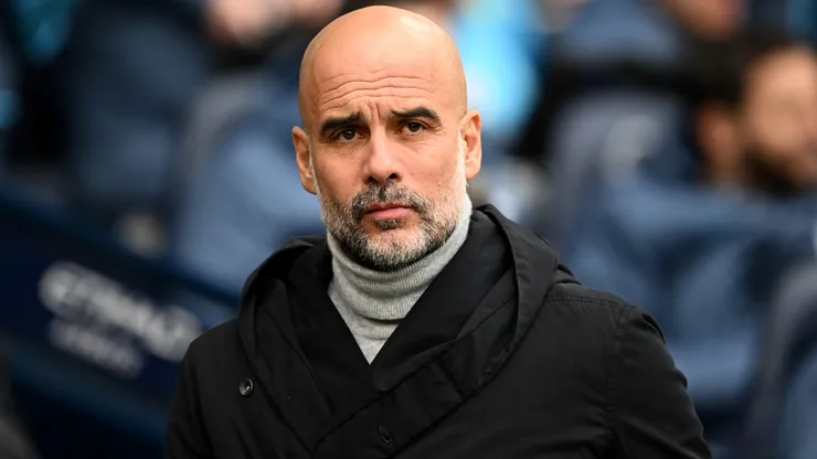 Pep Guardiola during the Premier League match between Manchester City FC and Brighton & Hove Albion FC in 2025.