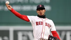 Ceddanne Rafaela #3 of the Boston Red Sox throws the ball during warmups before a game against the Toronto Blue Jays at Fenway Park on April 07, 2025 in Boston, Massachusetts.