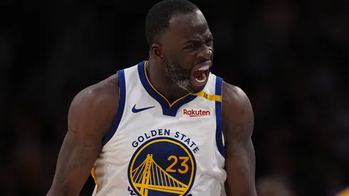 Draymond Green #23 of the Golden State Warriors reacts to a call during the second half of a game at Crypto.com Arena against the Los Angeles Lakers on April 03, 2025 in Los Angeles, California.