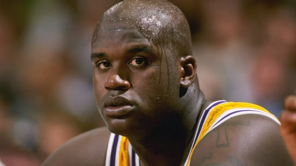 Shaquille O'Neal playing with the Los Angeles Lakers.