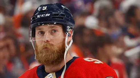 Sam Bennett #9 of the Florida Panthers warms up prior to the game against the Edmonton Oilers in Game Seven of the Final of the 2024 Stanley Cup Playoffs at the Amerant Bank Arena on June 24, 2024 in Sunrise, Florida.