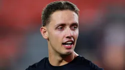 Carson Beck #15 of the Georgia Bulldogs reacts prior to a game against the Tennessee Volunteers at Sanford Stadium on November 16, 2024 in Athens, Georgia.