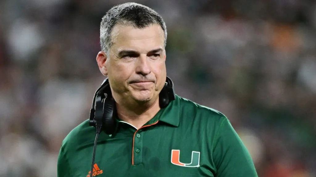 Mario Cristobal looks during a game