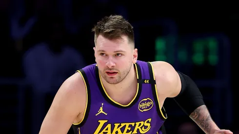 Luka Doncic #77 of the Los Angeles Lakers in action against the New Orleans Pelicans