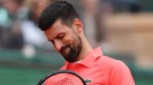 Novak Djokovic reacts during a Madrid Open match.