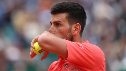 Novak Djokovic reacts during his 2025 Monte Carlo match against Alejandro Tabilo