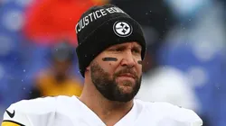 Ben Roethlisberger #7 of the Pittsburgh Steelers warms up before the game against the Baltimore Ravens at M&T Bank Stadium on January 09, 2022 in Baltimore, Maryland.