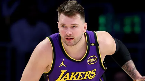 Luka Doncic #77 of the Los Angeles Lakers in action against the New Orleans Pelicans at Crypto.com Arena.