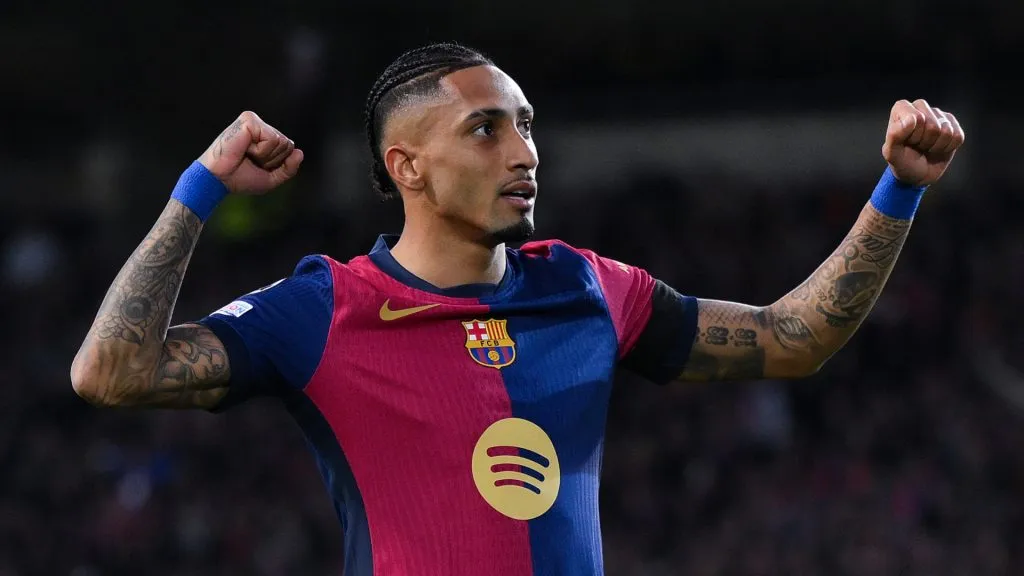 Raphinha celebrating a goal