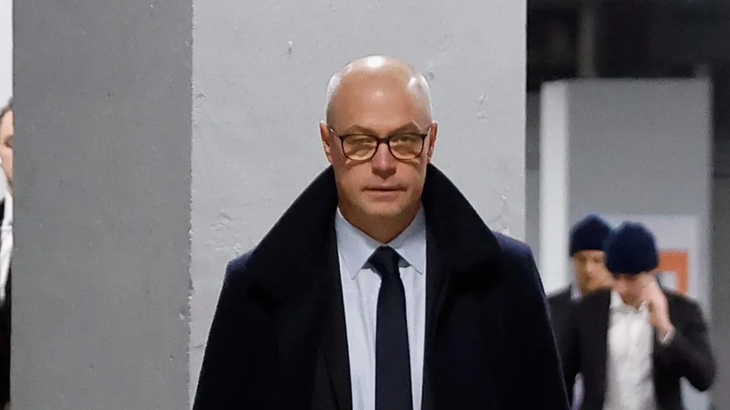 General Manager Patrik Allvin of the Vancouver Canucks arrives for the game against the New York Islanders at UBS Arena on January 09, 2024 in Elmont, New York.