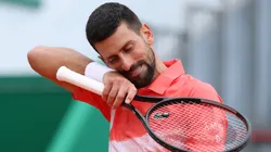 Novak Djokovic of Serbia reacts during his match against Alejandro Tabilo of Chile during the Men's Singles Second Round match on day four of the Rolex Monte-Carlo.