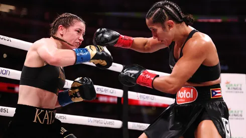 Katie Taylor and Amanda Serrano fight during LIVE On Netflix: Jake Paul vs. Mike Tyson at AT&T Stadium on November 15, 2024.