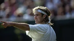 Andre Agassi of the USA during the Wimbledon Lawn Tennis Championships held on June 29, 1991.