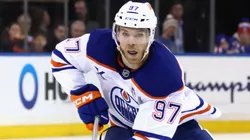 Connor McDavid #97 of the Edmonton Oilers skates against the New York Rangers at Madison Square Garden on March 16, 2025 in New York City.